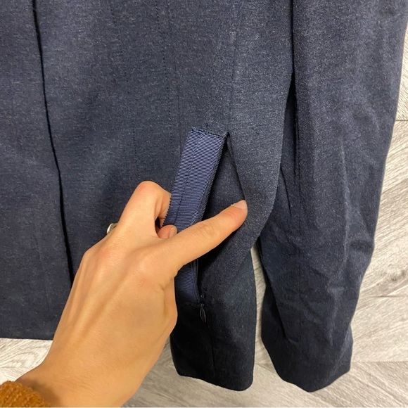 Elie Tahari | Cotton Blend Pantsuit In Navy Classic Set - Picture 3 of 12